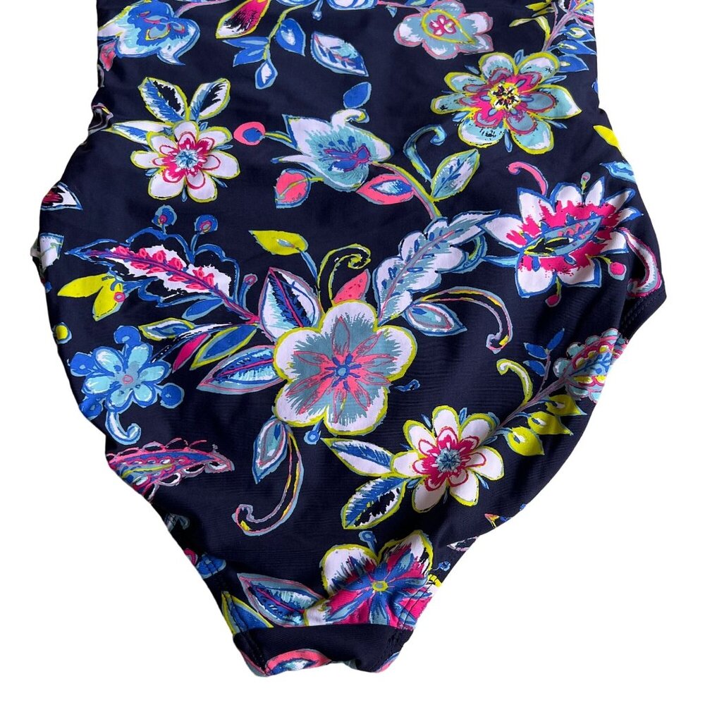 Anne Cole Twist Front Shirred Floral One-Piece Swimsuit Size M - Picture 6 of 13